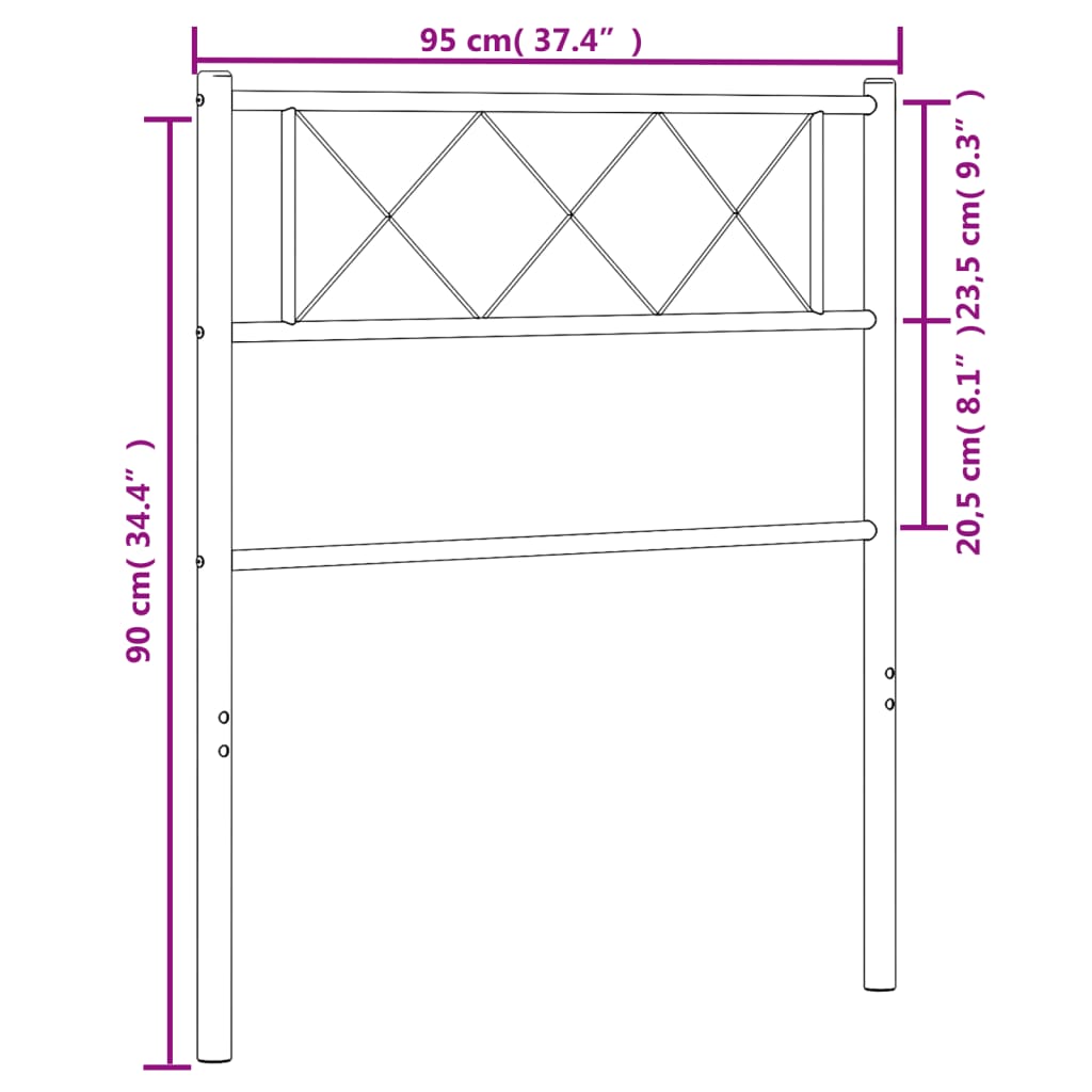 Metal Replace Headboard Black 90 cm