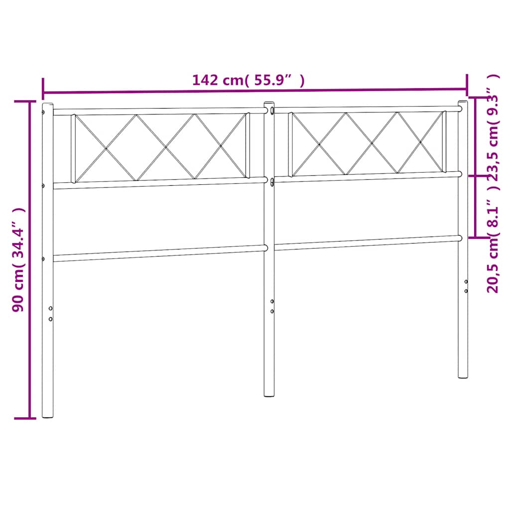 Metal Replace Headboard Black 135 cm