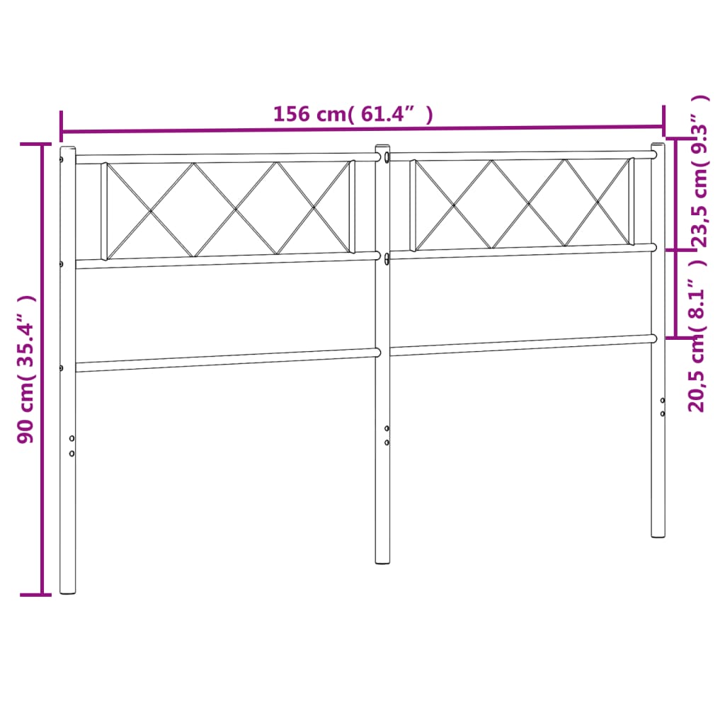 Metal Replace Headboard Black 150 cm