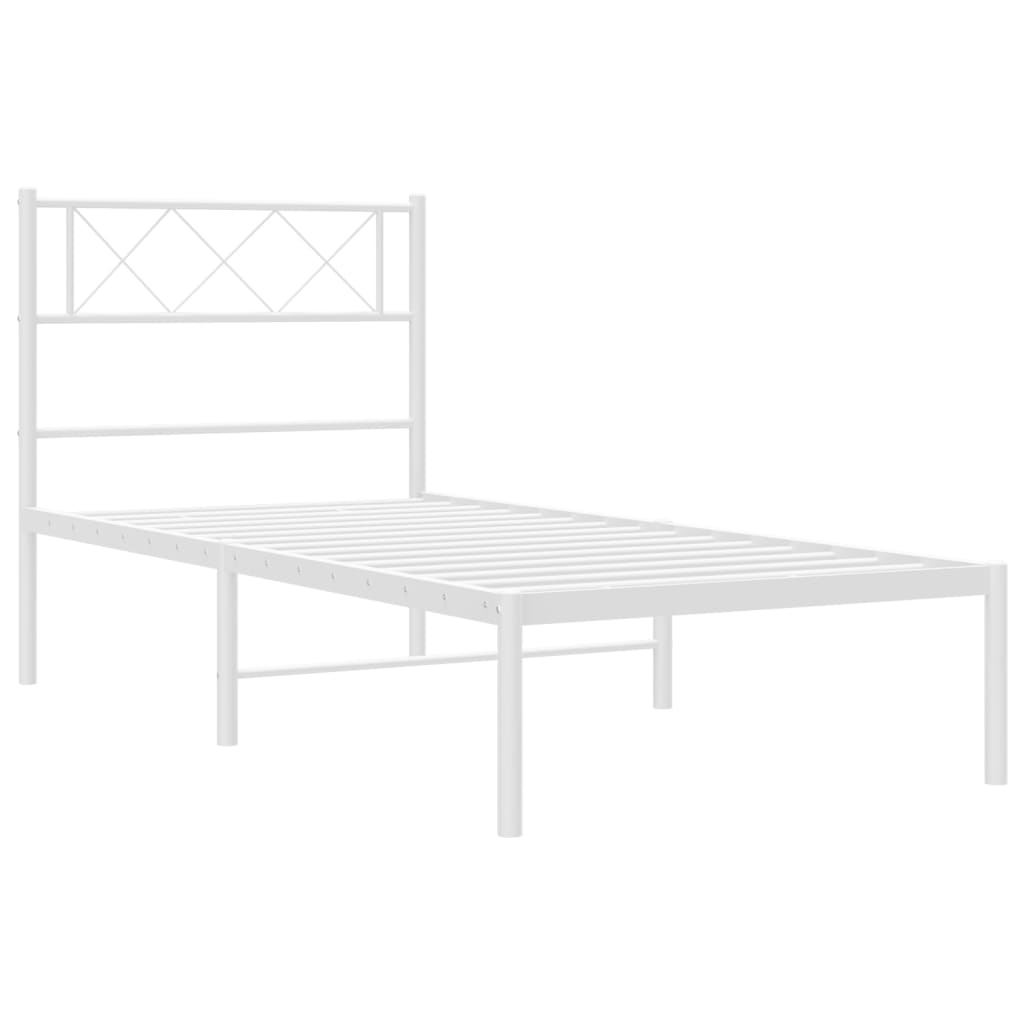 Metal Bed Frame without Mattress with Headboard White 80x200cm