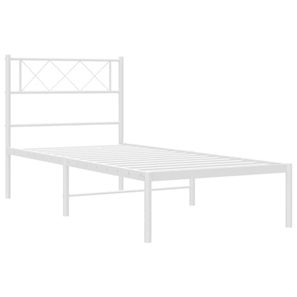 Metal Bed Frame without Mattress with Headboard White 80x200cm