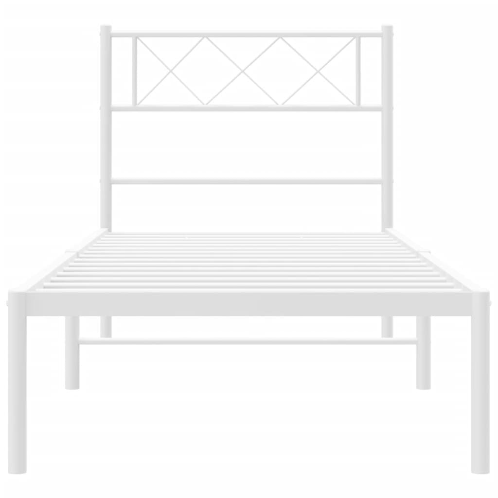 Metal Bed Frame without Mattress with Headboard White 80x200cm