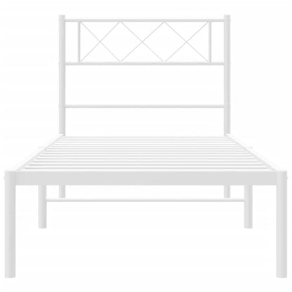 Metal Bed Frame without Mattress with Headboard White 80x200cm