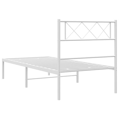 Metal Bed Frame without Mattress with Headboard White 80x200cm