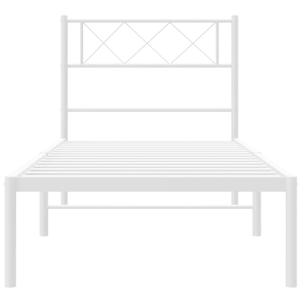 Metal Bed Frame without Mattress with Headboard White 90x200cm