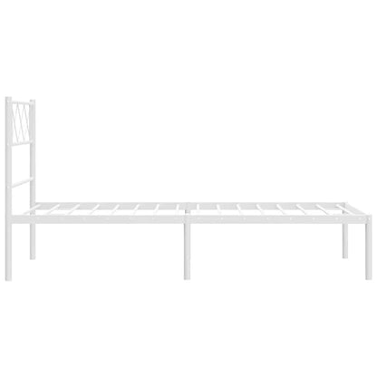 Metal Bed Frame without Mattress with Headboard White 100x200cm