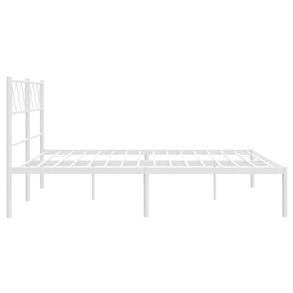 Metal Bed Frame without Mattress with Headboard White 135x190cm