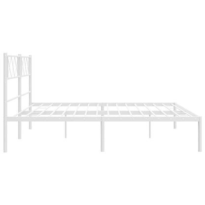 Metal Bed Frame without Mattress with Headboard White 200x200cm