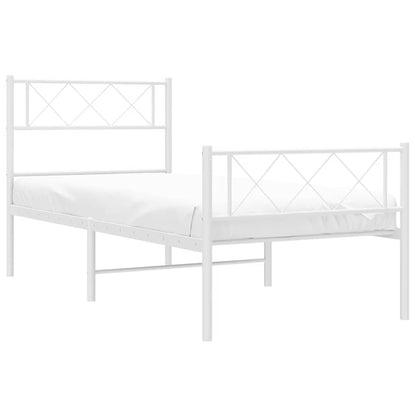 Metal Bed Frame without Mattress with Footboard White 100x200cm