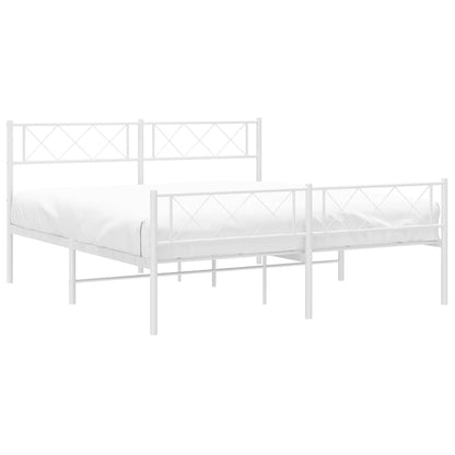 Metal Bed Frame without Mattress with Footboard White 120x200cm