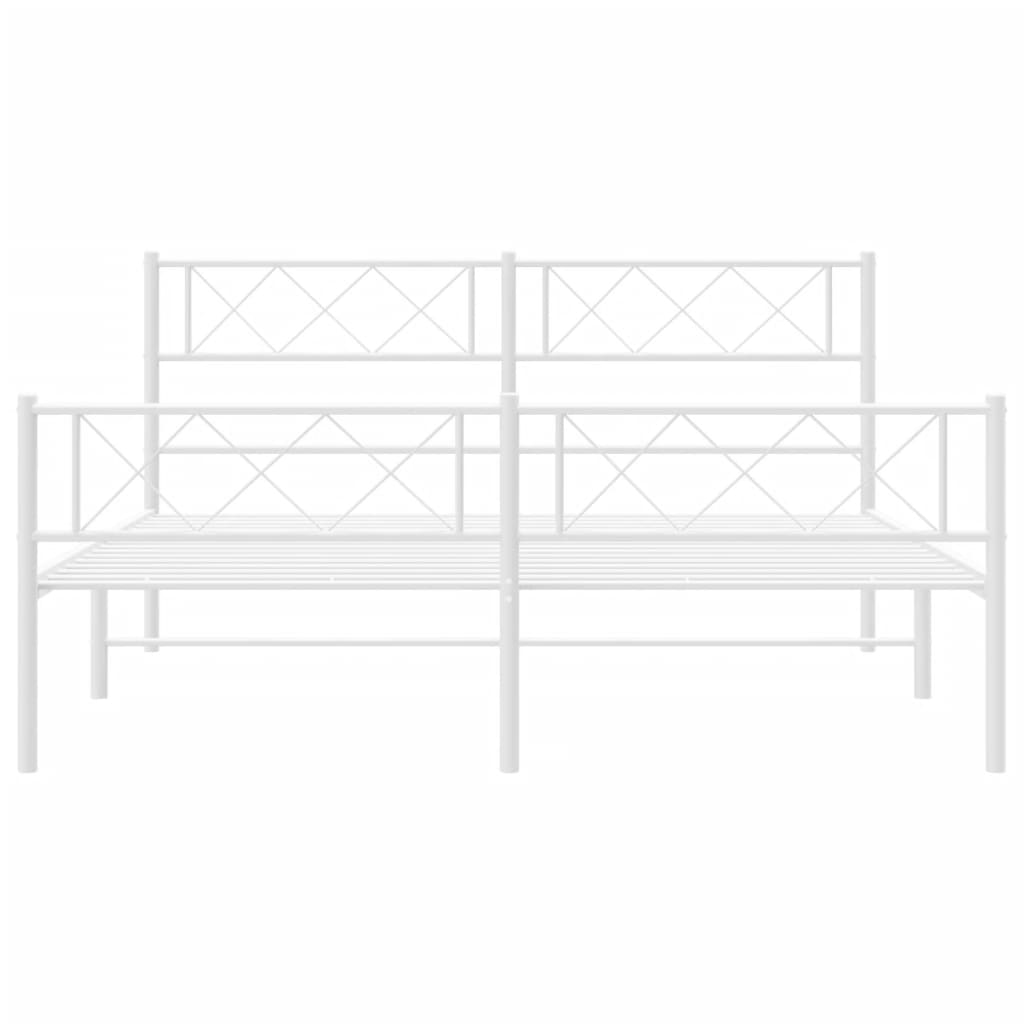 Metal Bed Frame without Mattress with Footboard White 120x200cm
