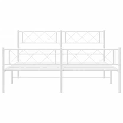 Metal Bed Frame without Mattress with Footboard White 120x200cm