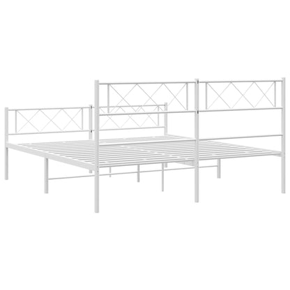 Metal Bed Frame without Mattress with Footboard White 120x200cm