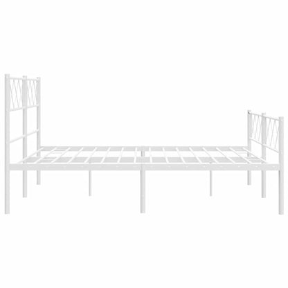 Metal Bed Frame without Mattress with Footboard White 135x190cm