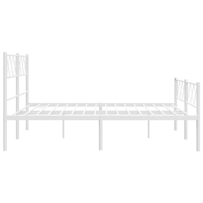 Metal Bed Frame without Mattress with Footboard White 140x190cm