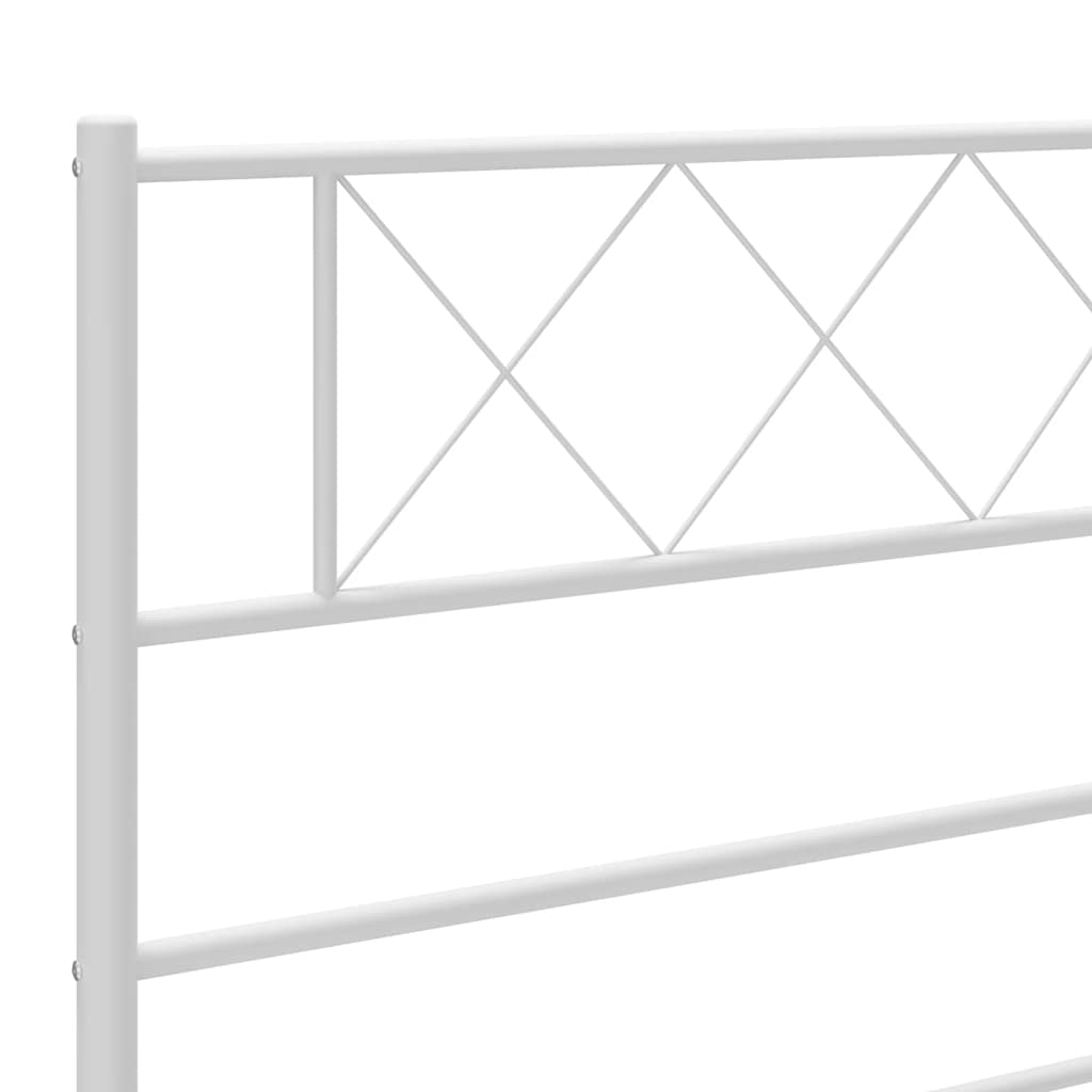 Metal Bed Frame without Mattress with Footboard White 193x203cm