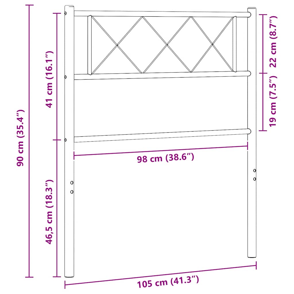 Metal Replace Headboard White 100 cm