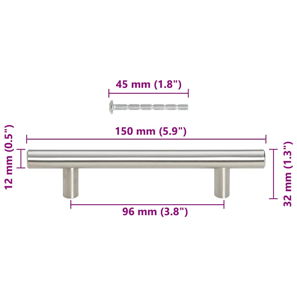Cabinet Handles 10 pcs Silver 96 mm Stainless Steel