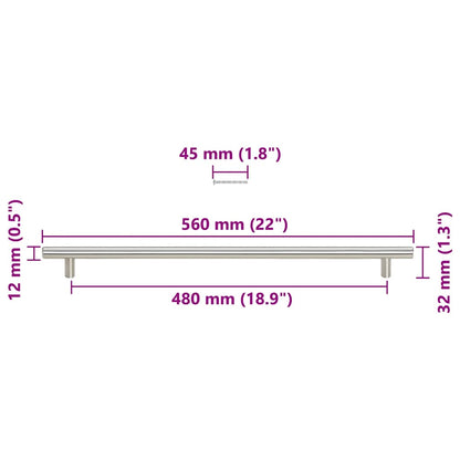 Cabinet Handles 5 pcs Silver 480 mm Stainless Steel