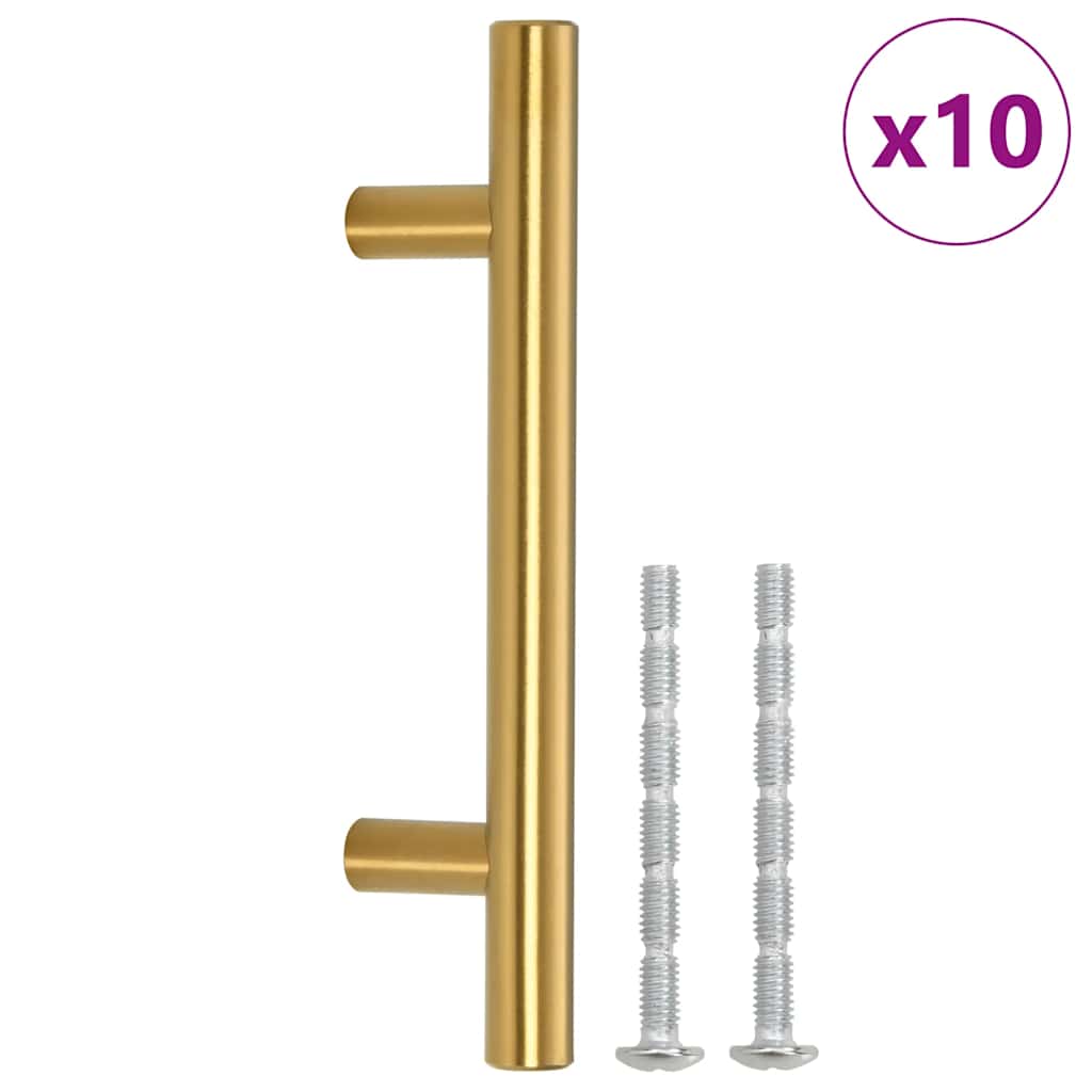 Cabinet Handles 10 pcs Gold 64 mm Stainless Steel