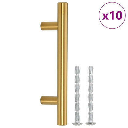 Cabinet Handles 10 pcs Gold 64 mm Stainless Steel