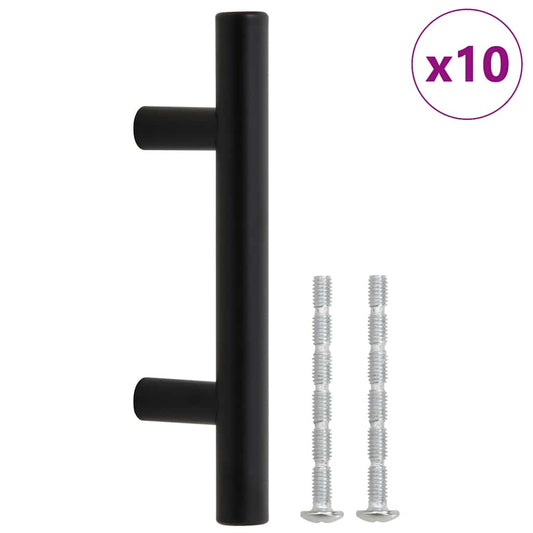 Cabinet Handles 10 pcs Black 64 mm Stainless Steel