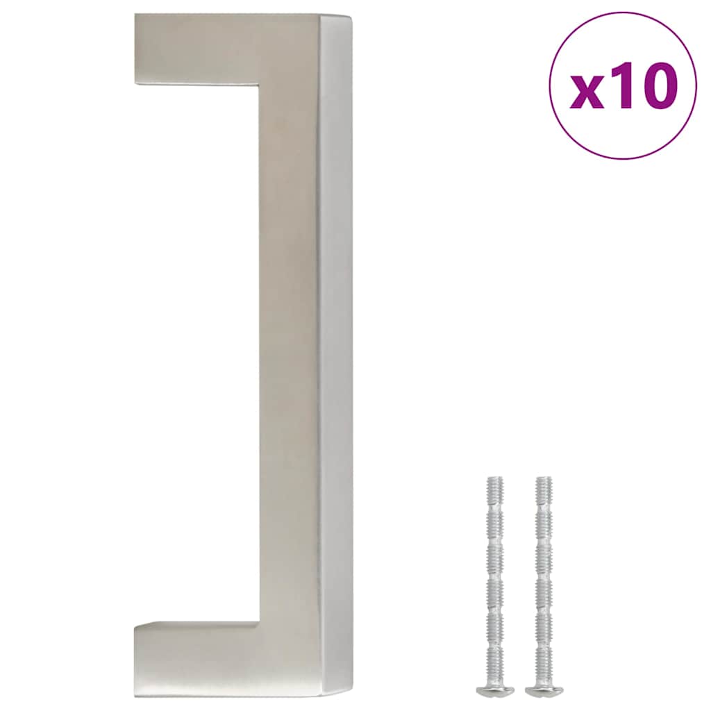 Cabinet Handles 10 pcs Silver 96 mm Stainless Steel