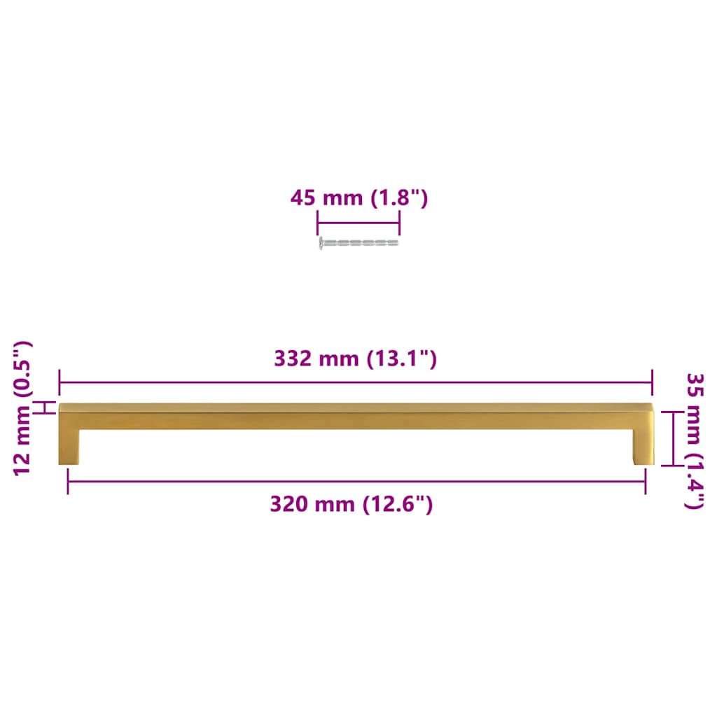 Cabinet Handles 5 pcs Gold 320 mm Stainless Steel