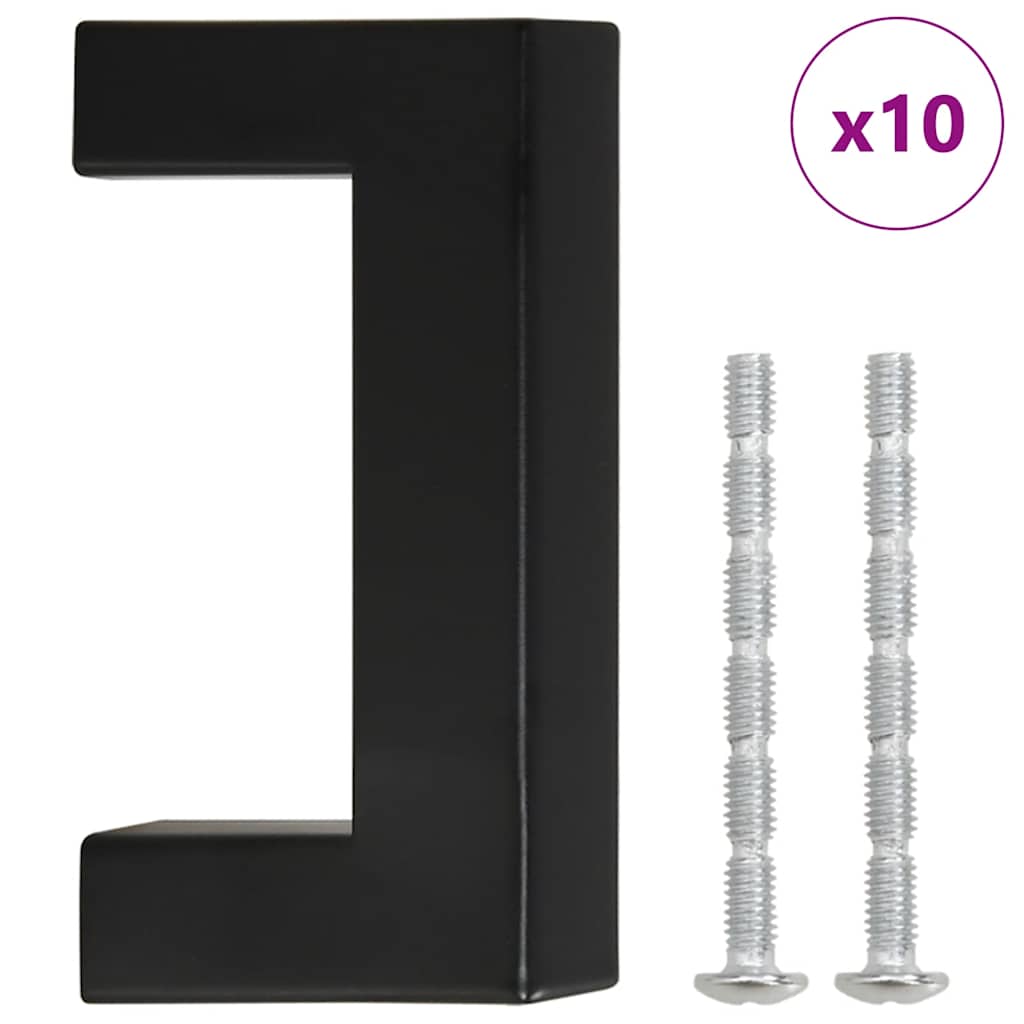 Cabinet Handles 10 pcs Black 64 mm Stainless Steel