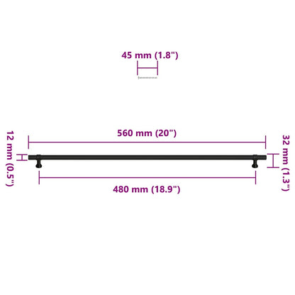 Cabinet Handles 5 pcs Black 480 mm Stainless Steel