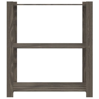 3-Tier Storage Rack Grey 80x38x90 cm Solid Wood Pine