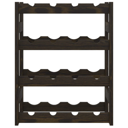 Wine Rack for 16 Bottles Black Solid Wood Pine