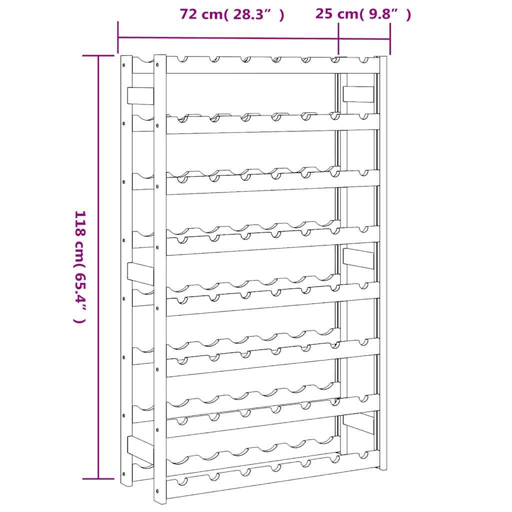 Wine Rack for 56 Bottles Black Solid Wood Pine