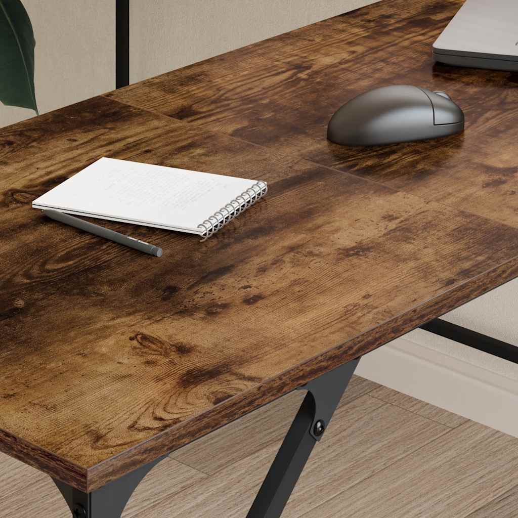 Desk Smoked Oak 149x149x75 cm Engineered Wood