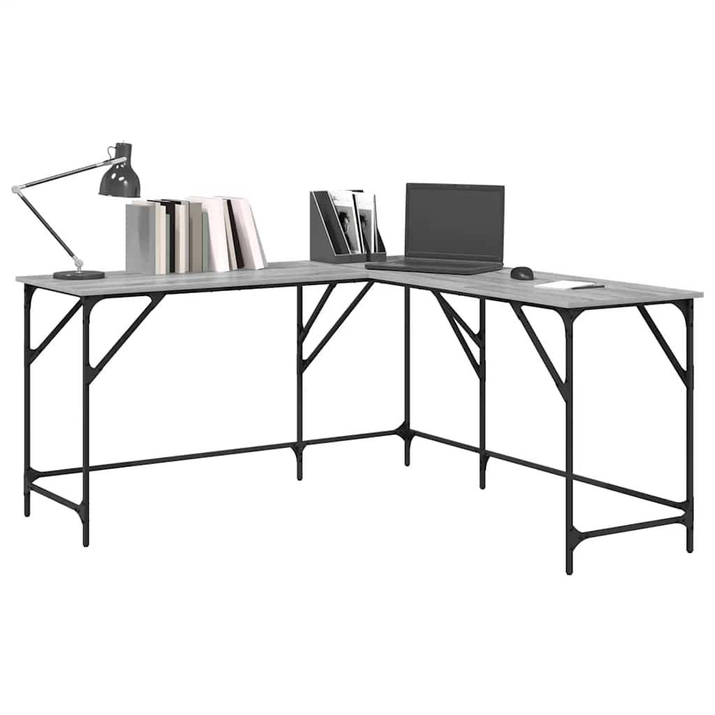 Desk Grey Sonoma 149x149x75 cm Engineered Wood