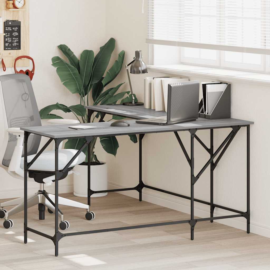 Desk Grey Sonoma 149x149x75 cm Engineered Wood