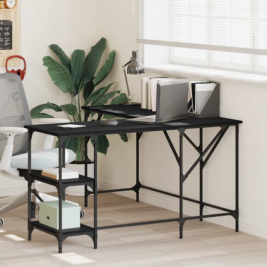 Desk Black 139x139x75 cm Engineered Wood