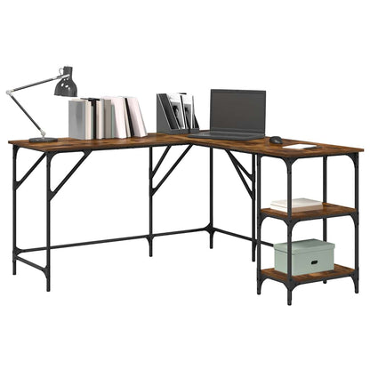 Desk Smoked Oak 139x139x75 cm Engineered Wood