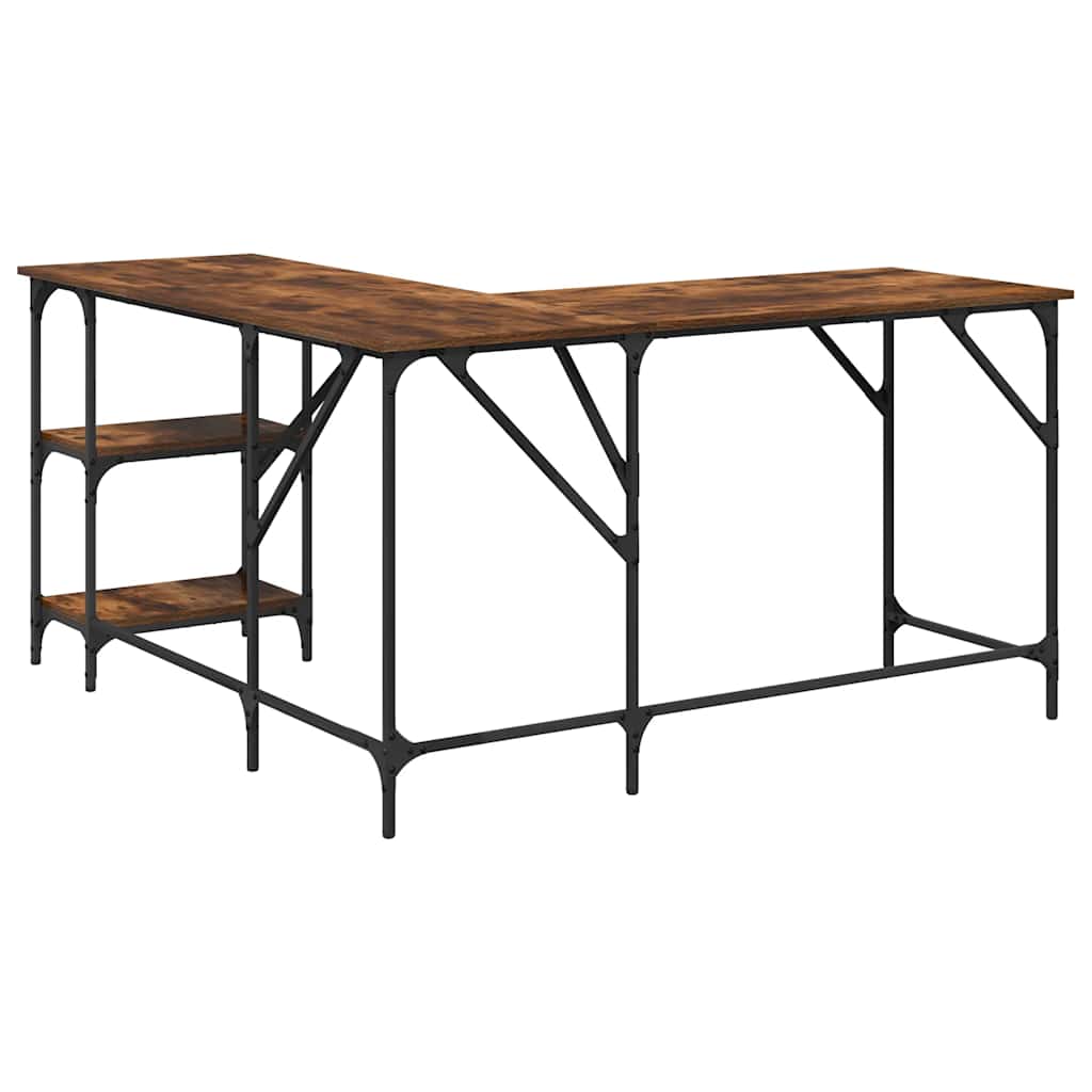 Desk Smoked Oak 139x139x75 cm Engineered Wood
