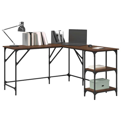 Desk Brown Oak 139x139x75 cm Engineered Wood