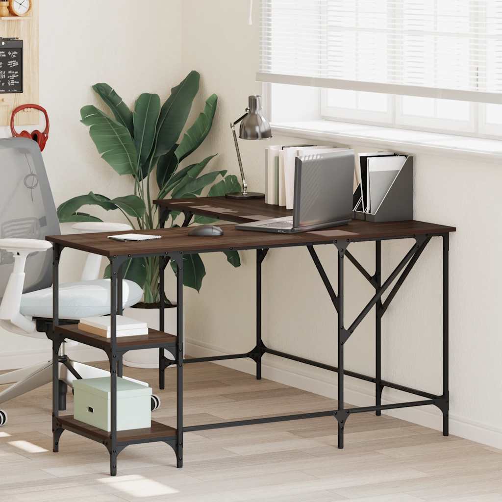 Desk Brown Oak 139x139x75 cm Engineered Wood