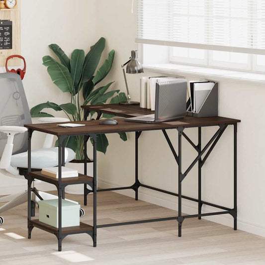 Desk Brown Oak 139x139x75 cm Engineered Wood