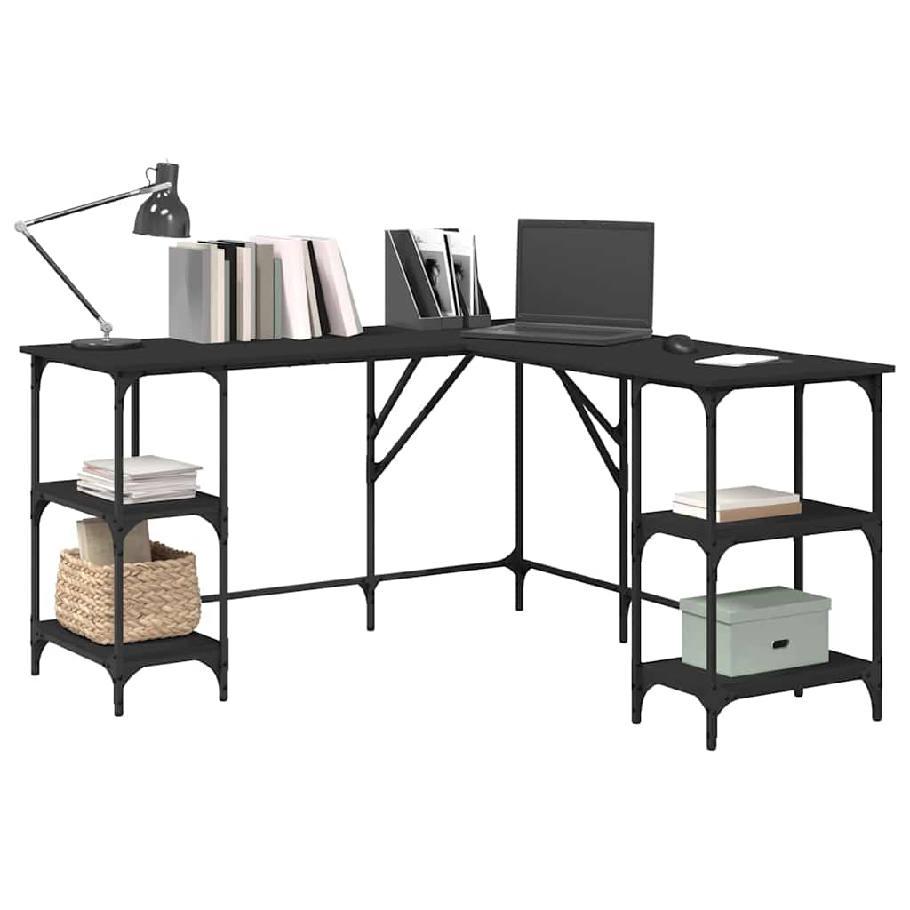Desk Black 139x139x75 cm Engineered Wood