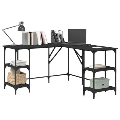 Desk Black 139x139x75 cm Engineered Wood