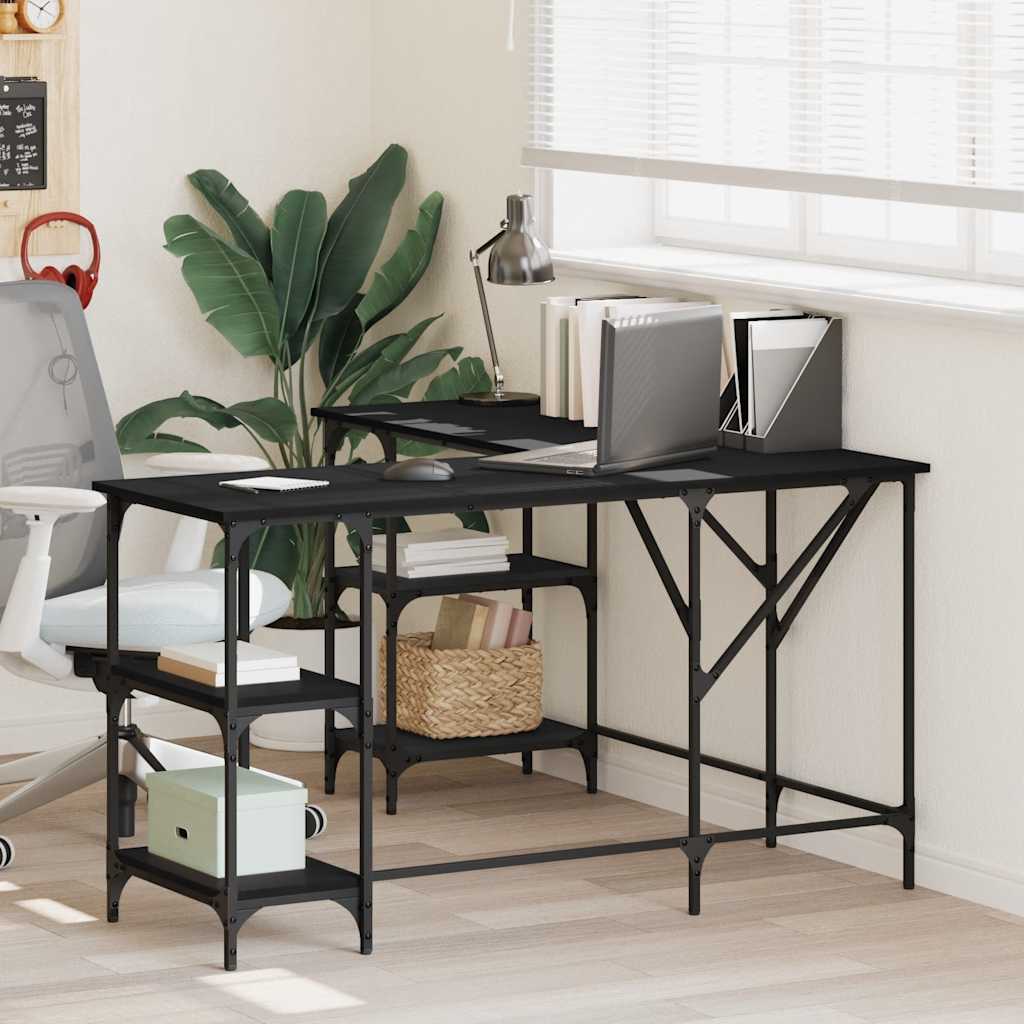 Desk Black 139x139x75 cm Engineered Wood
