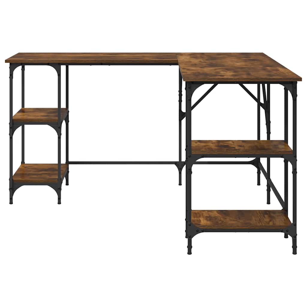 Desk Smoked Oak 139x139x75 cm Engineered Wood