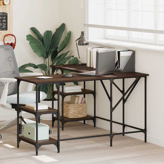 Desk Brown Oak 139x139x75 cm Engineered Wood