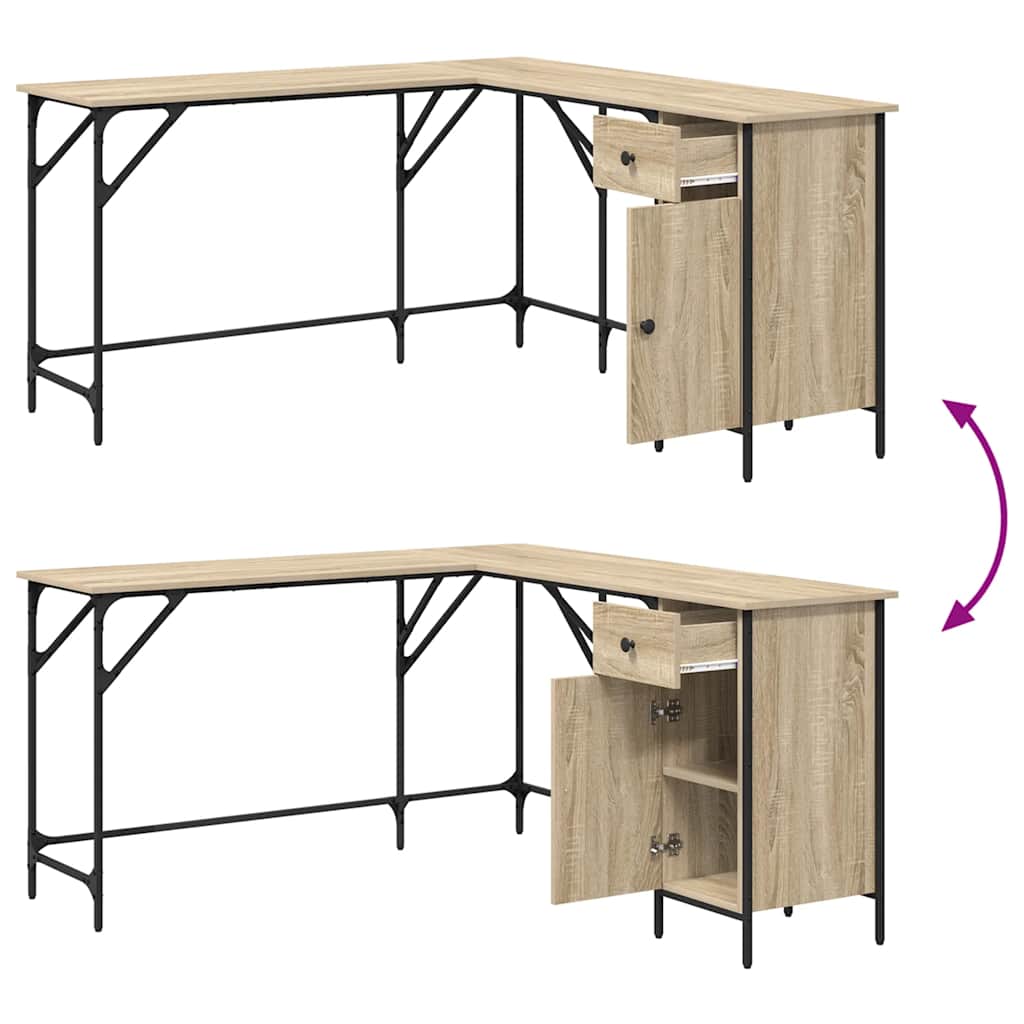Desk Sonoma Oak 141x141x75 cm Engineered Wood