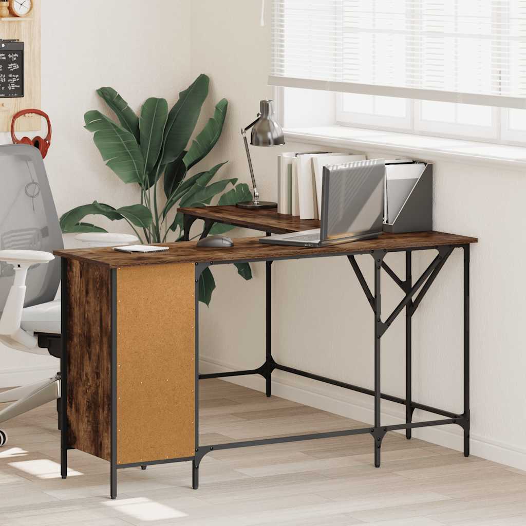 Desk Smoked Oak 141x141x75 cm Engineered Wood
