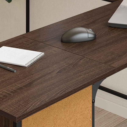 Desk Brown Oak 141x141x75 cm Engineered Wood